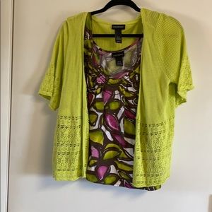 Bright twin set- brown,pink  and lime green